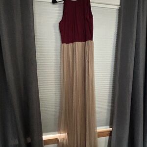 Elegant Burgundy and Gold Maxi Dress